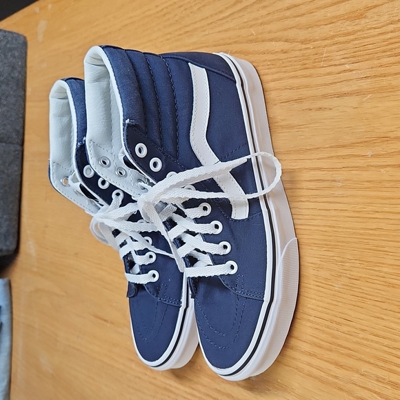 LNC! Vans Sk8-Hi High Top Canvas Shoe, Navy Blue, Unisex Women’s 8.5, Men’s 7 - Picture 3 of 8